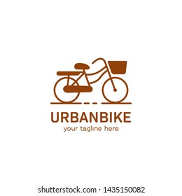 Urban Bike Logo, Classic Utility Bicycle With Front Basket Vector Logo Icon