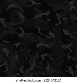 Urban black camouflage pattern, night seamless texture, camouflage. Street fashion print.