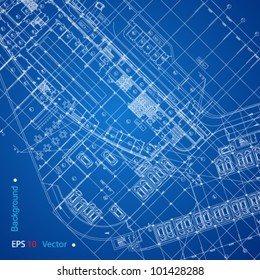 Urban Blueprint (vector). Architectural background. Part of architectural project, architectural plan, technical project, drawing technical letters, design on paper, construction plan