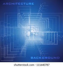 Urban Blueprint (vector). Architectural background. Part of architectural project, architectural plan, technical project, drawing technical letters, design on paper, construction plan
