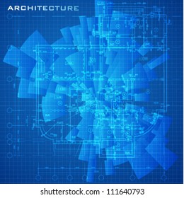 Urban Blueprint (vector). Architectural background. Part of architectural project, architectural plan, technical project, drawing technical letters, design on paper, construction plan