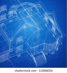 Urban Blueprint (vector). Architectural background. Part of architectural project, architectural plan, technical project, drawing technical letters, design on paper, construction plan