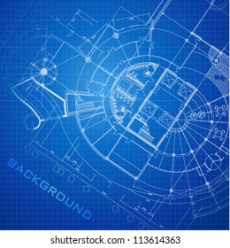 Urban Blueprint (vector). Architectural background. Part of architectural project, architectural plan, technical project, drawing technical letters, design on paper, construction plan