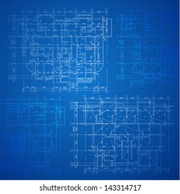 Urban Blueprint (vector). Architectural background. Part of architectural project, architectural plan, technical project, construction plan