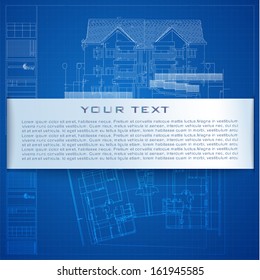 Urban Blueprint (vector). Architectural background. Part of architectural project, architectural plan, technical project, drawing technical letters, design on paper, construction plan 