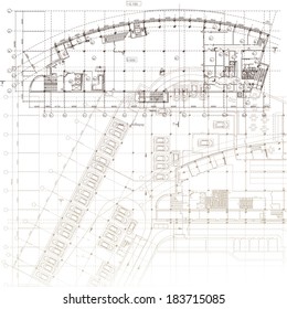 Urban Blueprint (vector). Architectural background. Part of architectural project, architectural plan, technical project, construction plan 