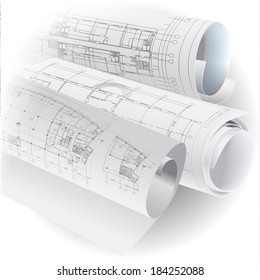 Urban Blueprint (vector). Architectural background. Part of architectural project, architectural plan, technical project, construction plan 