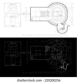 Urban Blueprint (vector). Architectural background. Part of architectural project, architectural plan, technical project, construction plan