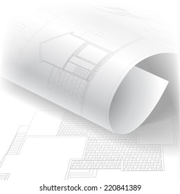 Urban Blueprint (vector). Architectural background. Part of architectural project, architectural plan, technical project, construction plan