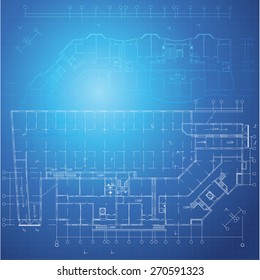 Urban Blueprint (vector). Architectural background. Part of architectural project, architectural plan, technical project, construction plan