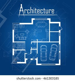 Urban Blueprint (vector). Architectural background. Part of architectural project, architectural plan, technical project, drawing technical letters, construction plan