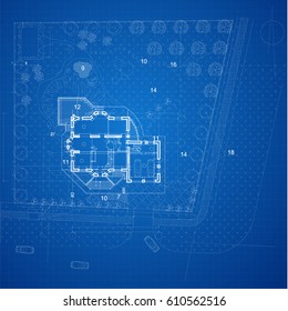 Urban Blueprint (vector). Architectural background. Part of architectural project, architectural plan, technical project, design on paper, construction plan