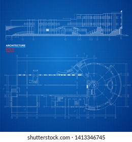 Urban Blueprint (vector). Part of architectural project, architectural plan, technical project, construction plan. Vector illustration