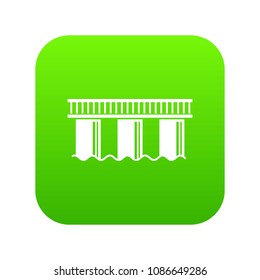 Urban bridge icon green vector isolated on white background
