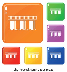 Urban bridge icons set collection vector 6 color isolated on white background