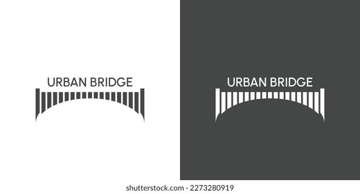 Urban bridge logo design illustration. Retro city bridge silhouette, abstract vintage ancient classic building. Simple flat silhouette design.