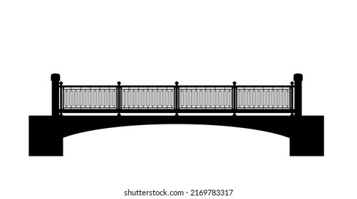 Urban Bridge silhouette. Transport road construction. Isolated on white background. Vector
