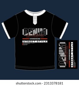 urban brooklyn denim, slogan typography illustration vector design with t shirt
