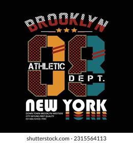 urban brooklyn new york, slogan typography graphic t shirt print, design vector illustration background