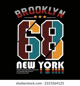 urban brooklyn new york, slogan typography graphic t shirt print, design vector illustration background