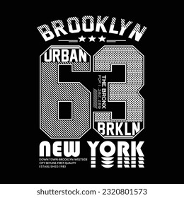 urban brooklyn new york, slogan typography graphic black white concept t shirt print, vector illustration 