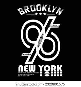 urban brooklyn new york, slogan typography graphic black white concept t shirt print, vector illustration 