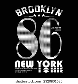 urban brooklyn new york, slogan typography graphic black white concept t shirt print, vector illustration 