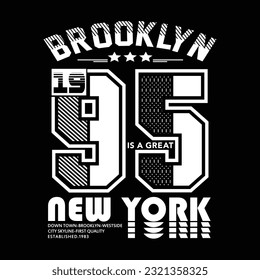 urban brooklyn new york, slogan typography graphic black white concept t shirt print, vector illustration 