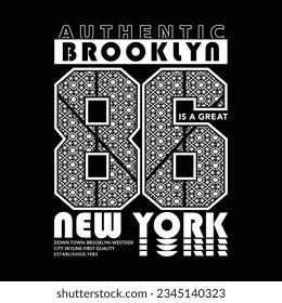 urban brooklyn new york tee typography graphic design, t shirt printed, vector illustration background