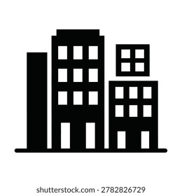 Urban Building Cluster Apartment Complex Glyph Icon