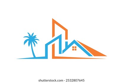 Urban building construction logo icon symbol, house, apartment, city view Free Vector