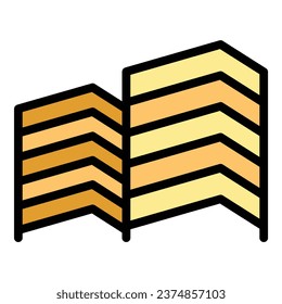 Urban building icon outline vector. Modern city. Center city color flat