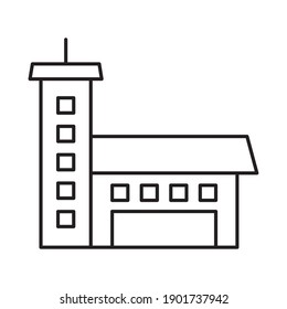 urban building icon over white background, line style, vector illustration