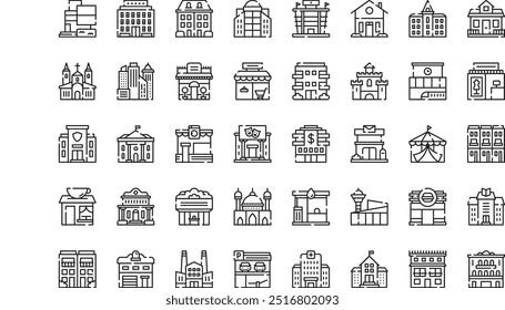Ícones de construção urbana Coleção de ícones vetoriais de alta qualidade com traço editável. Ideal para projetos profissionais e criativos.