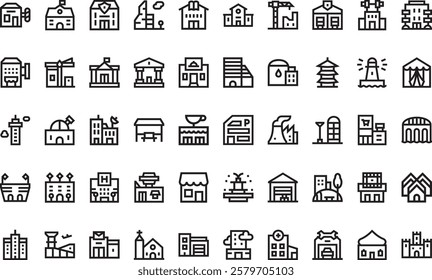 Urban building icons High-Quality Vector Icons Collection with Editable Stroke. Ideal for Professional and Creative Projects