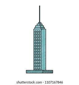 Urban building isolated scribble