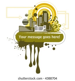 Serie de fondo de edificios urbanos, ilustración vectorial con lugar para su mensaje.