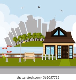 Urban buildings graphic 