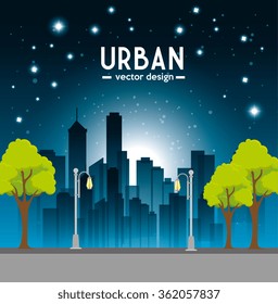 Urban buildings graphic 
