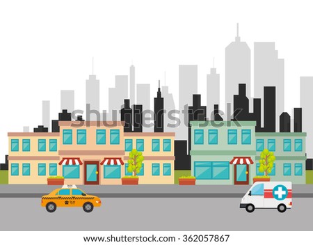 Urban buildings graphic 