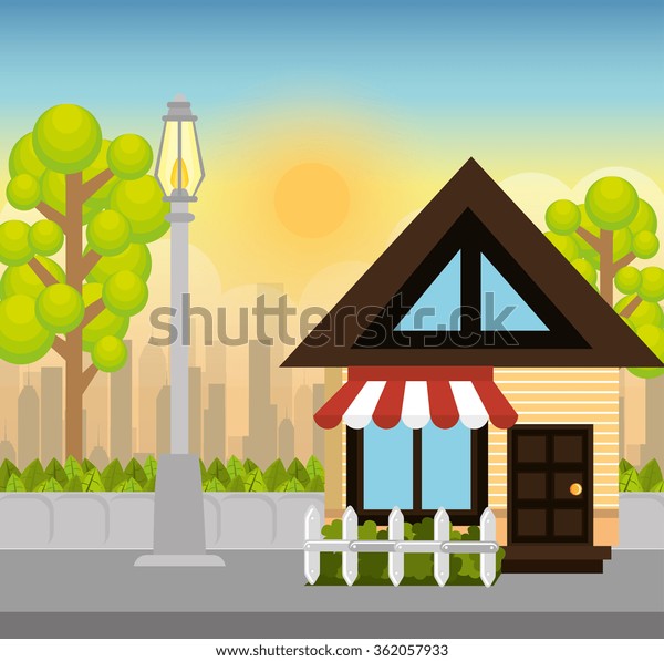 Urban Buildings Graphic Stock Vector Royalty Free 362057933