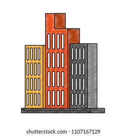 Urban buildings isolated scribble