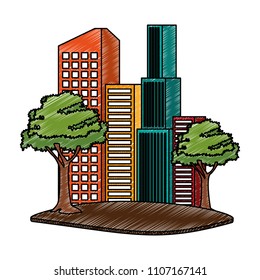 Urban buildings isolated scribble