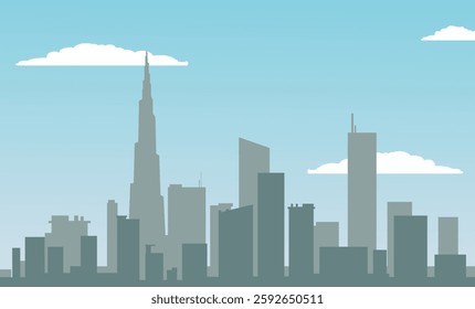 urban buildings and skyscrapers in vector stock illustration