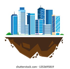urban buildings in terrain ground