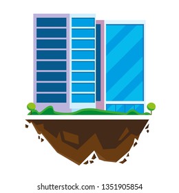 urban buildings in terrain ground with trees