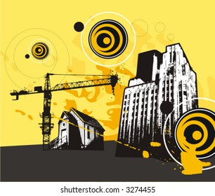 Urban buildings vector illustration in grunge style. Check my portfolio for much more of this series as well as thousands of similar and other great vector items.