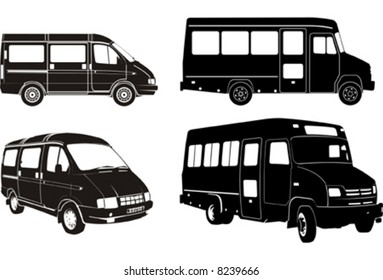 Conjunto de siluetas de autobuses Urbanas