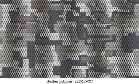 Urban camouflage mesh. Seamless vector pattern hiding the contours of the masked object. The uneven pattern mimics the shape of a snow-covered urban environment.