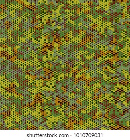 Urban camouflage seamless pattern. Abstract military hexagon style. Camouflage seamless pattern for army, navy, hunting, fashion cloth textile. Colorful modern soldier style. Vector facric texture